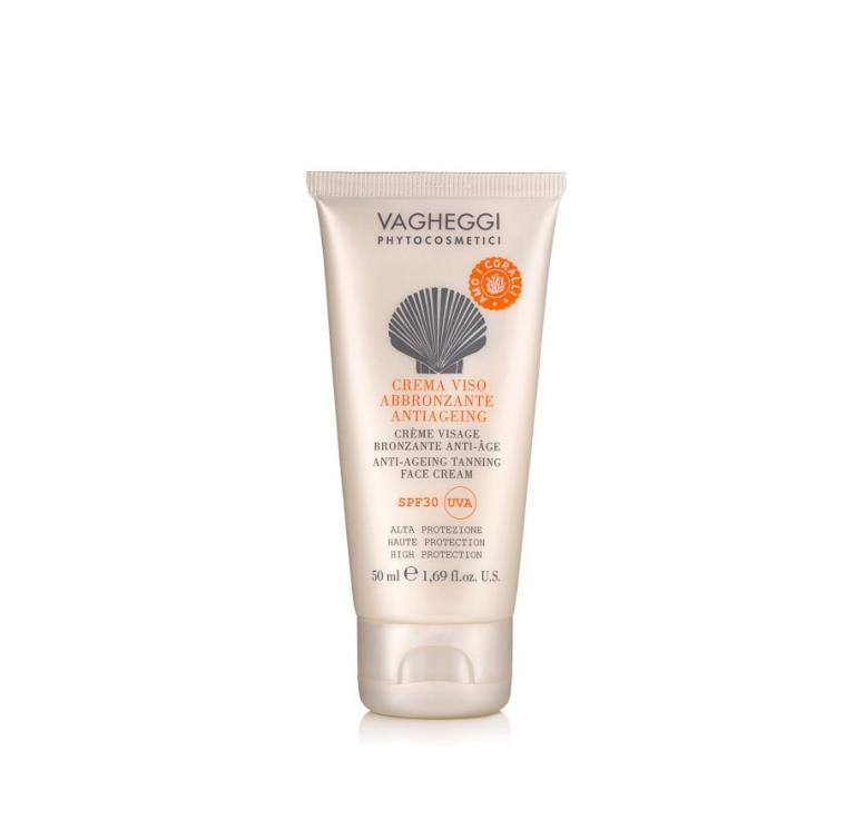 Crema facial bronceadora antiedad protección SPF30 UVA